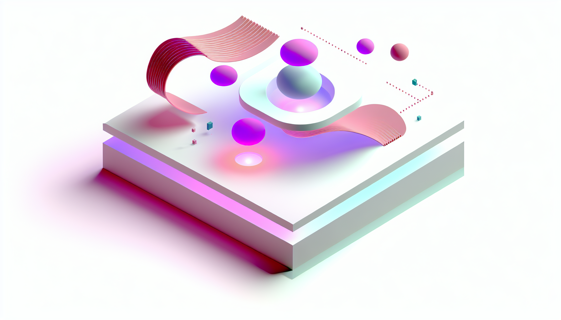 AI-driven support operations illustration with abstract geometric shapes.