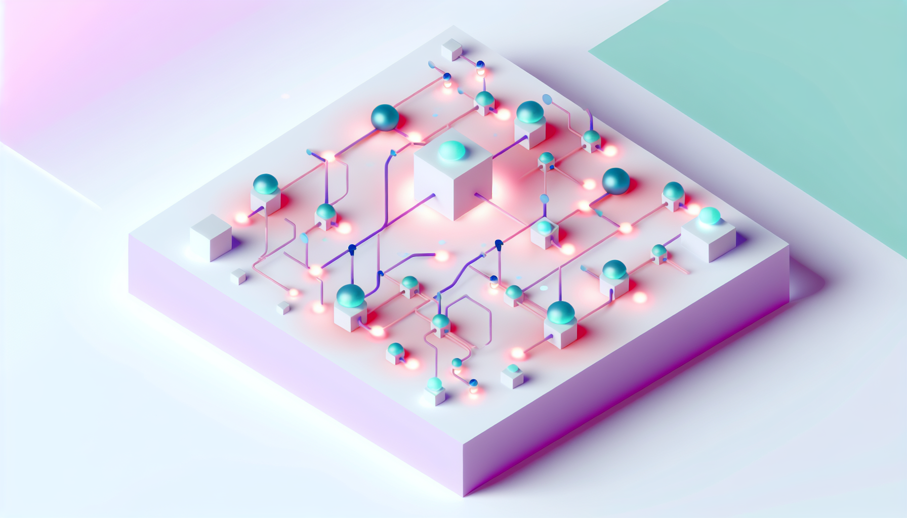 Abstract illustration of AI cybersecurity with neural nodes and glowing orbs.
