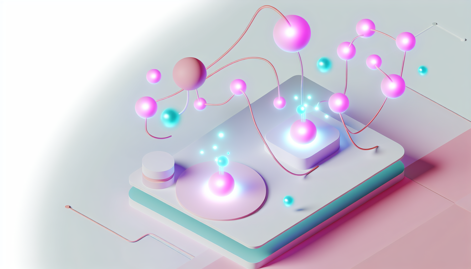 AI-powered feature adoption abstract illustration with connected nodes.