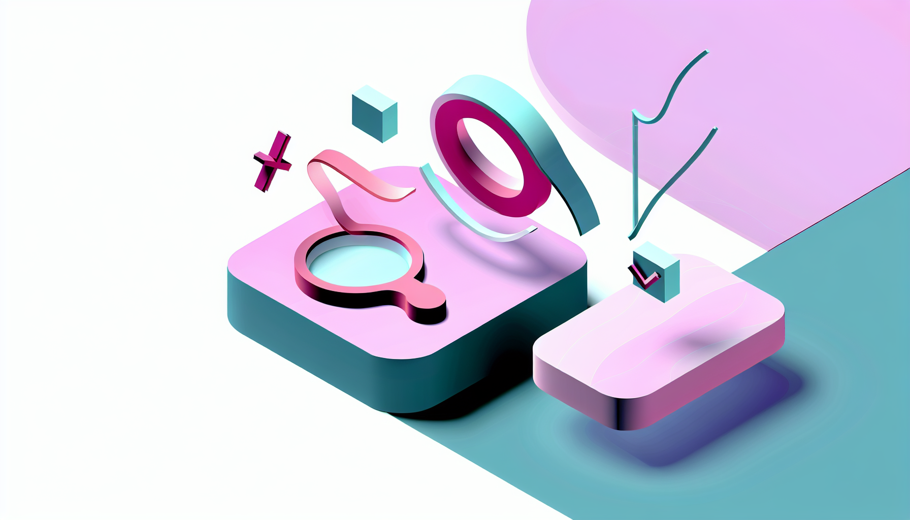 AI-driven bug tracking illustration with abstract geometric shapes.