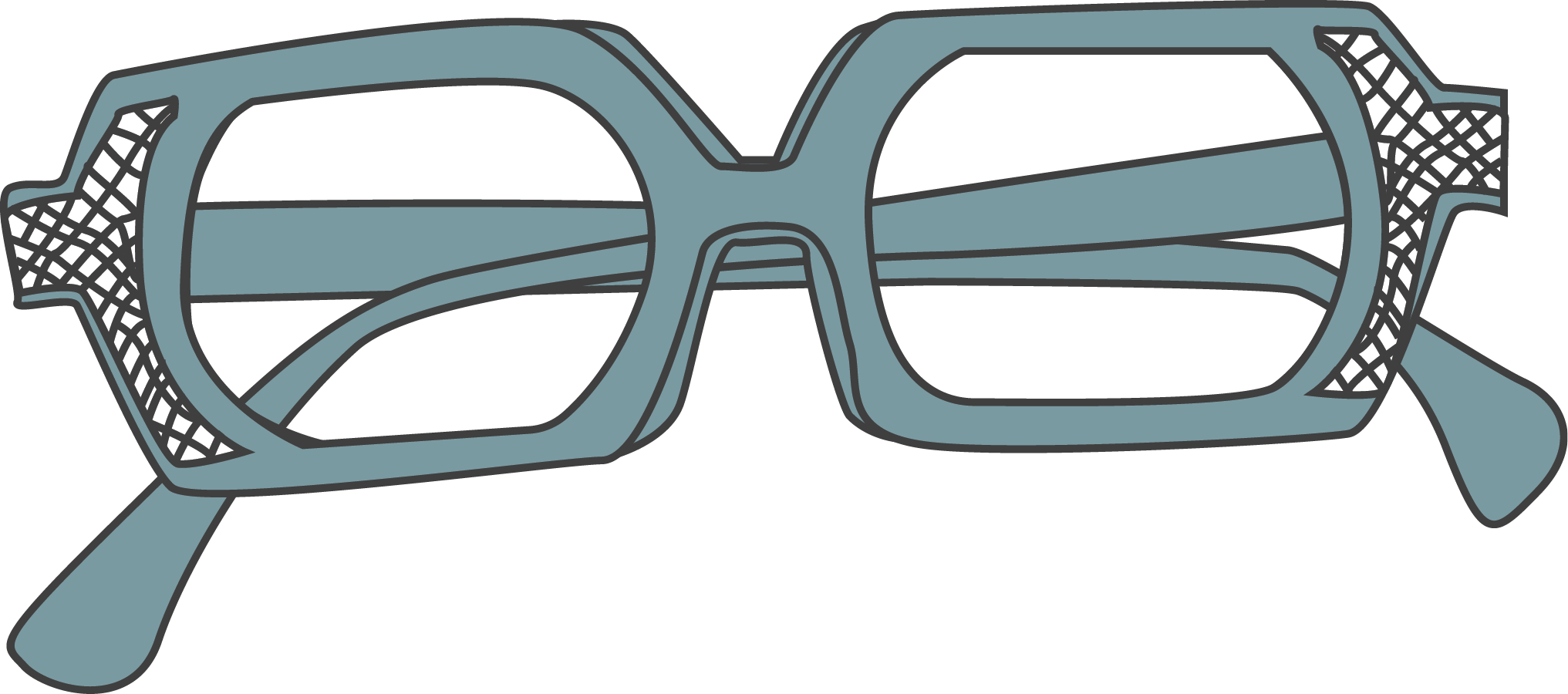 Blue-gray rectangular eyeglasses with textured temple arms