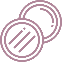 Two overlapping circular buttons or icons with minimalist design