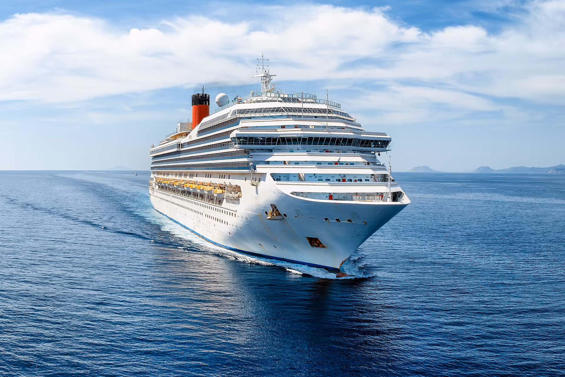Cruise ship sailing on ocean