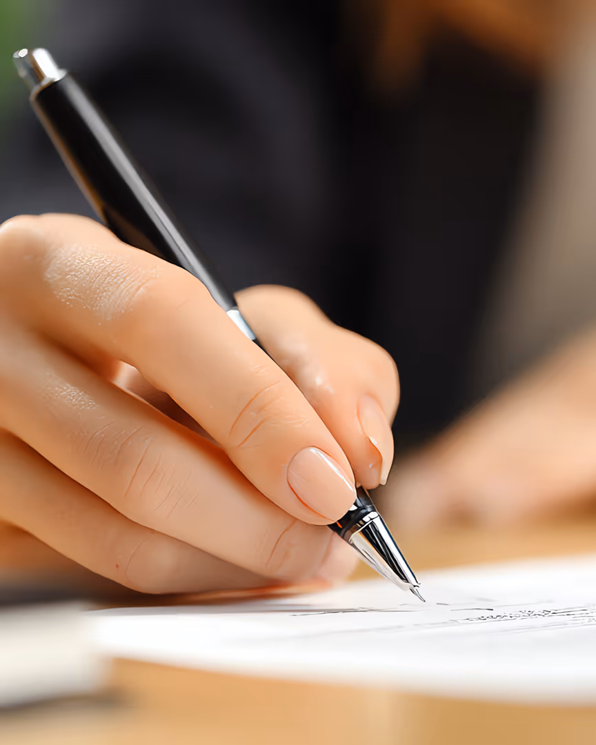Person signing a contract representing aviation merchant accounts