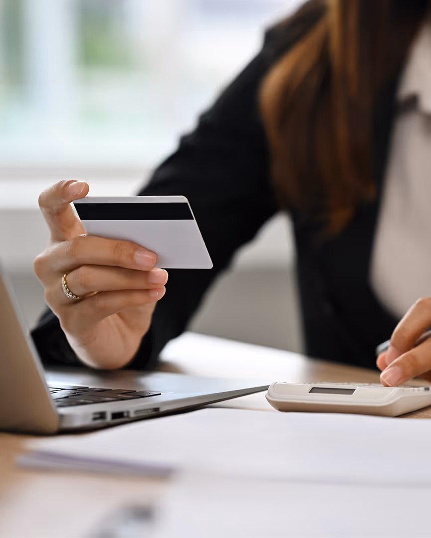 Woman making online payment