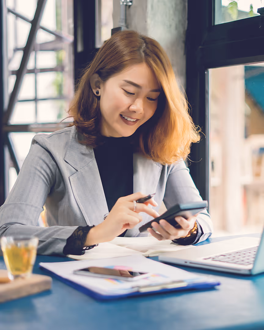 Woman analyzing payment data