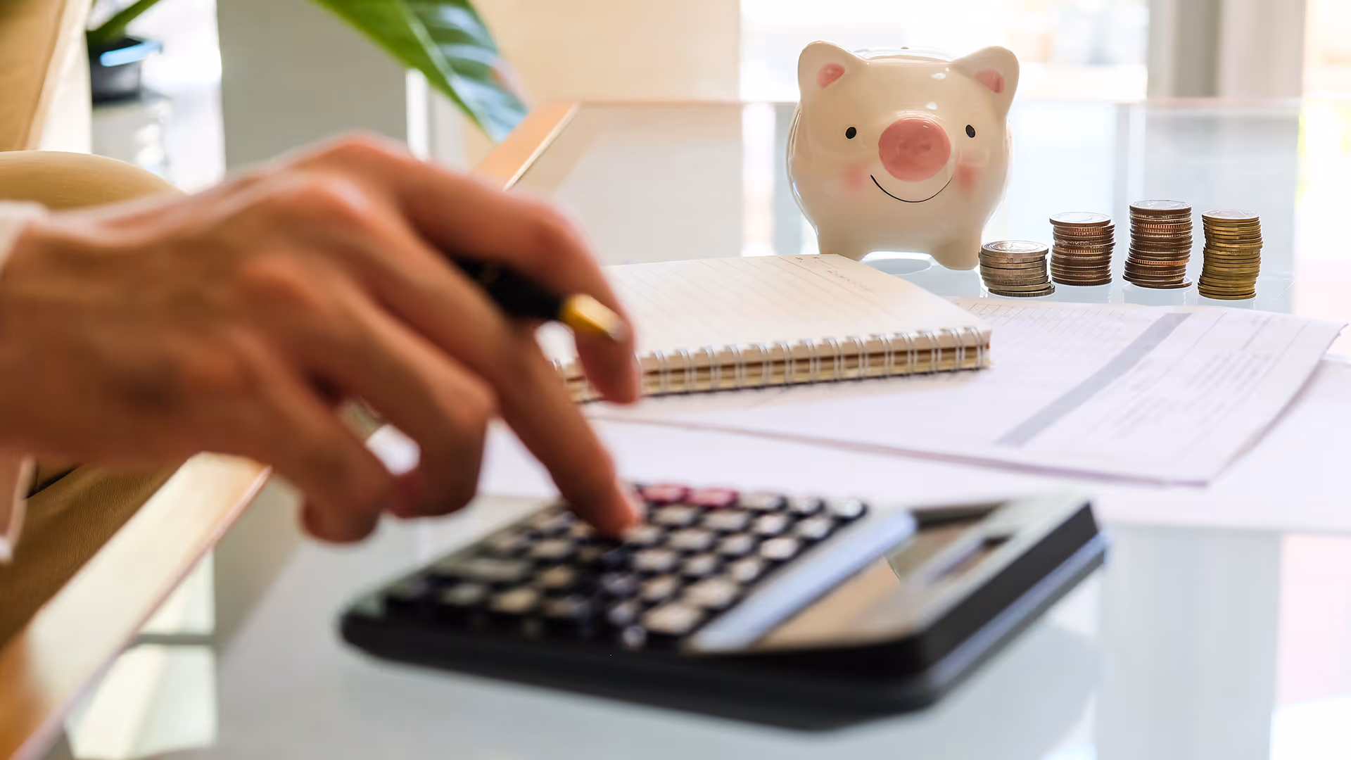 Man calculating payment data