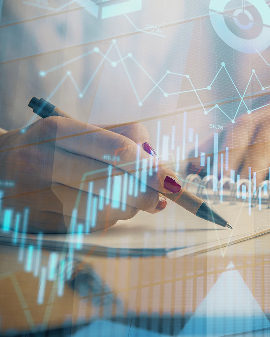 Woman analyzing growth charts for fraud
