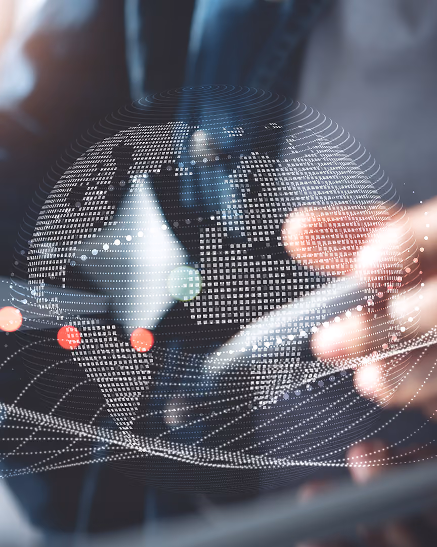 Holographic globe representing cross-border payments