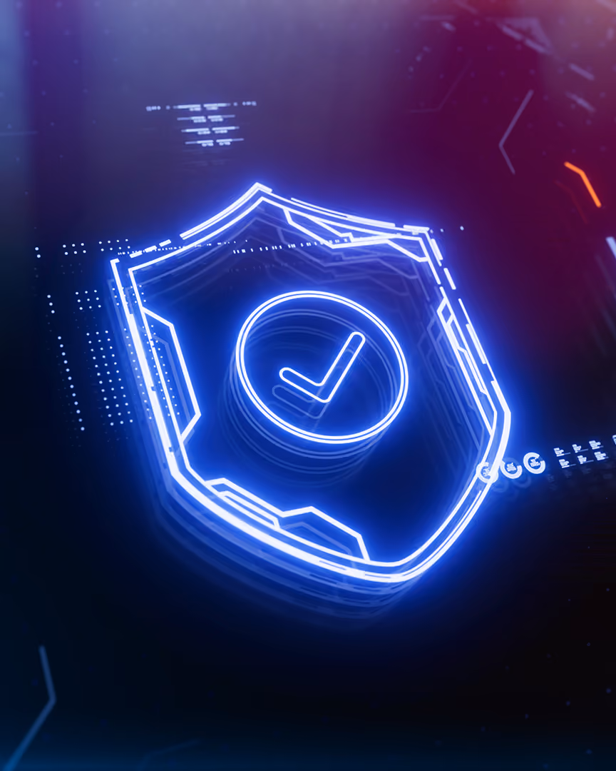 Digital shield representing PSD2 and PCI DSS payment protection