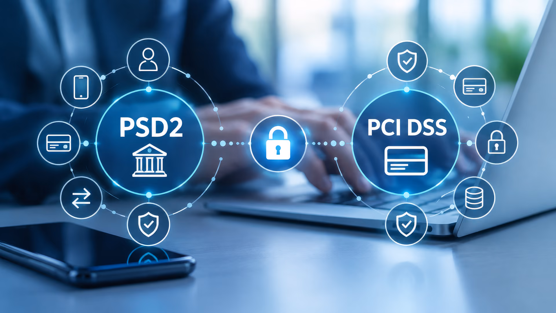 PSD2 and PCI DSS protecting a man making an online payment