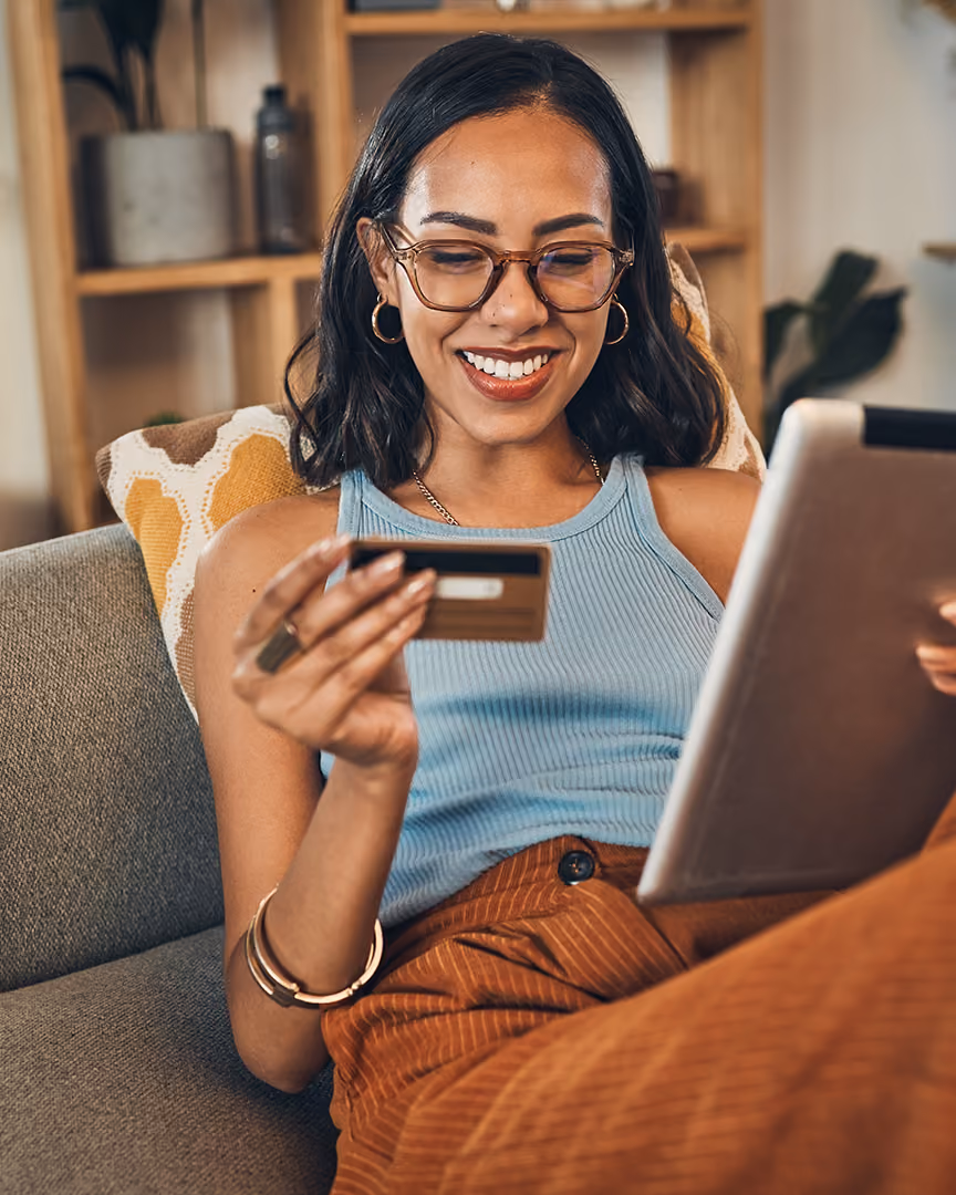 Woman making an online payment
