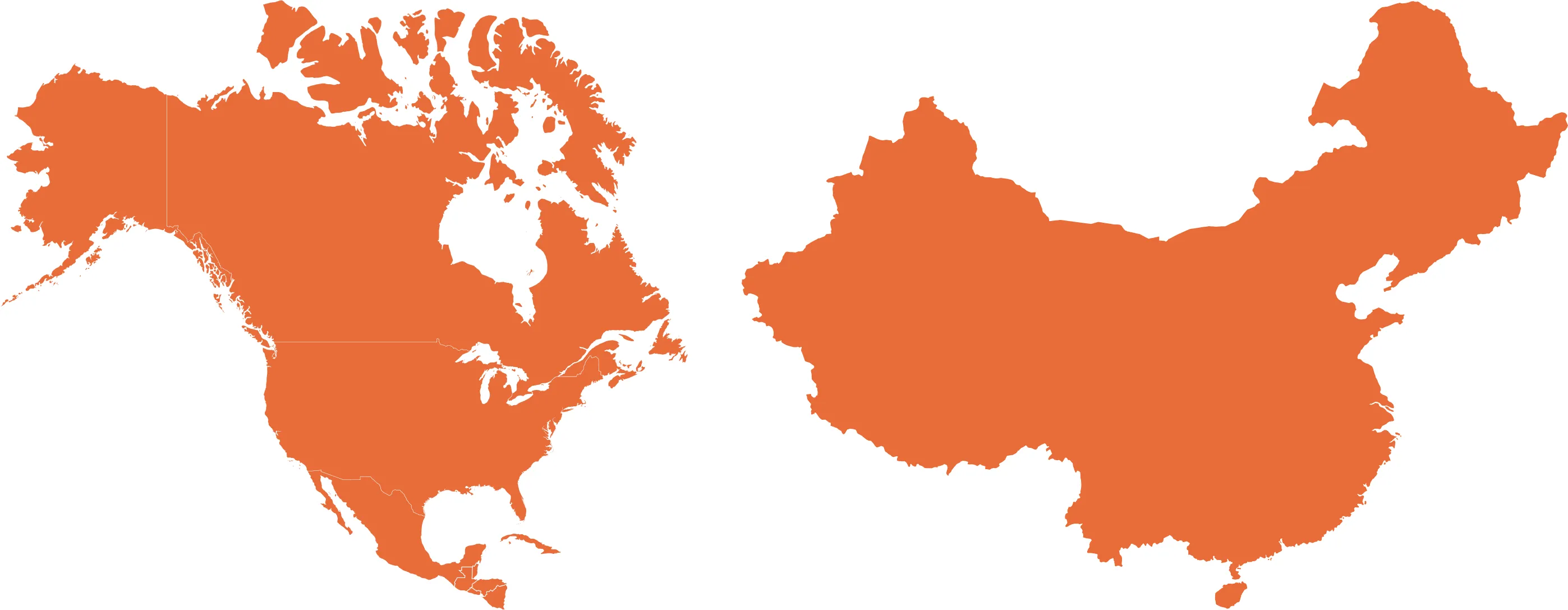 World map with Friction One facilities in Mexico and China