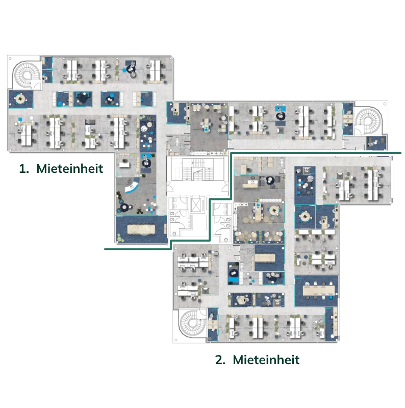 Grundriss Regelgeschoss zwei Mietflächen