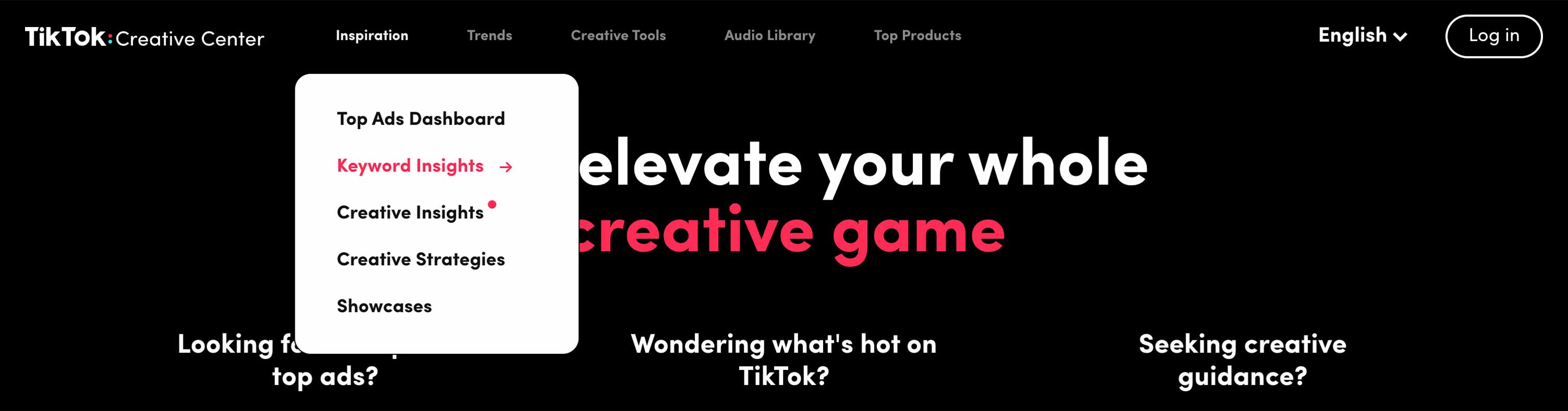 TikTok menu inspiration Keyword Insight