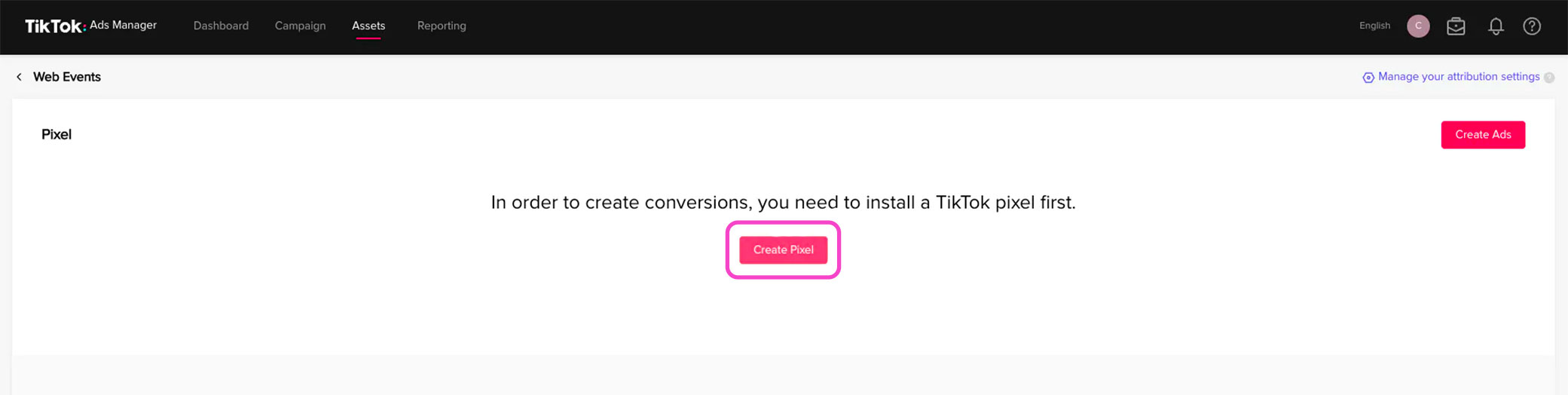 créer pixel tiktok