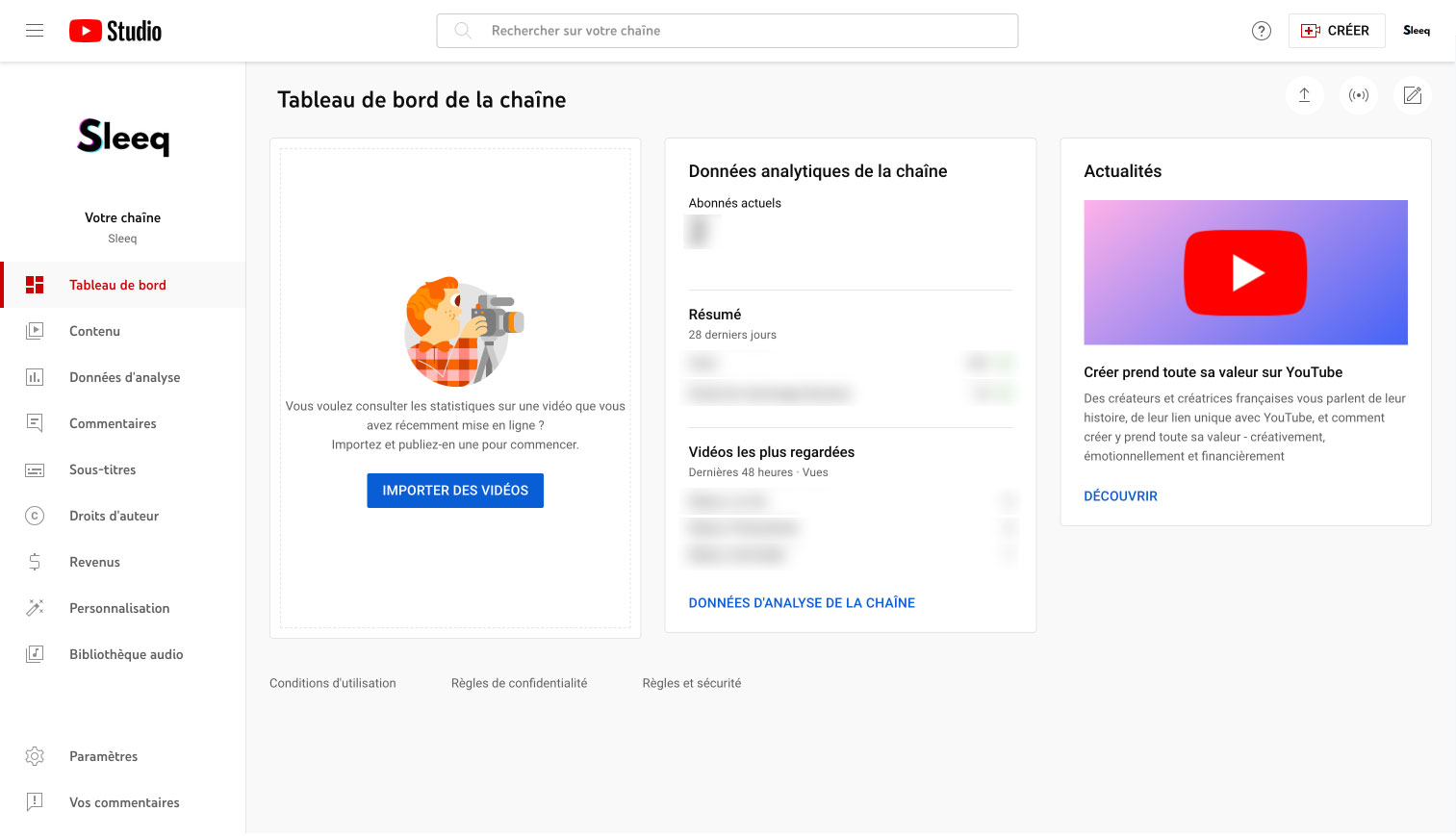 Tableau analyse YouTube