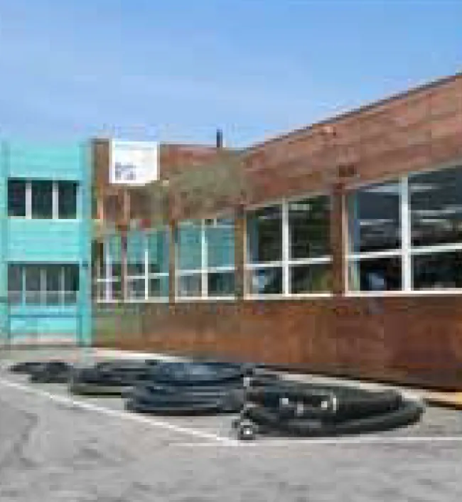 Wooden façade of a commercial building.