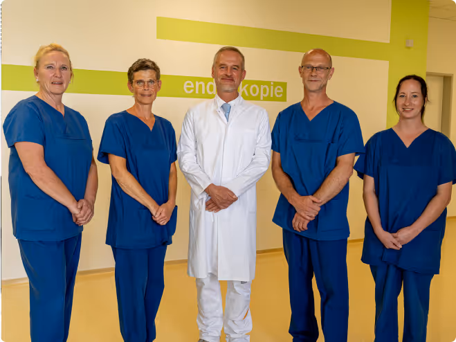 Team der Endoskopie im Krankenhaus Maria Hilf Warstein – spezialisierte Diagnostik und schonende Verfahren mit erfahrenem Fachpersonal.