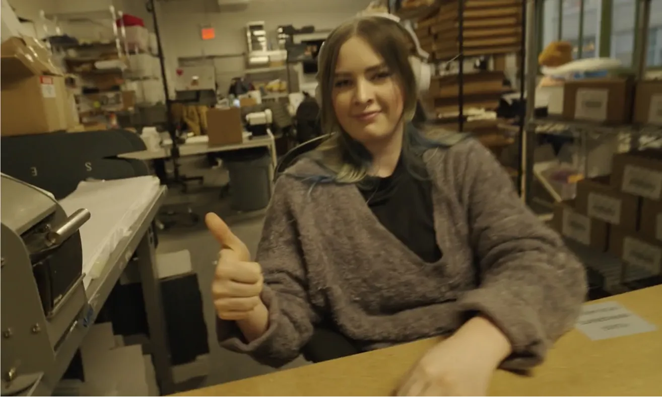 image of woman in storeroom