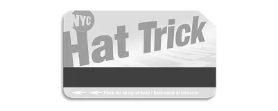 A sticker with the words hat trick on it.