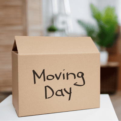 Chicago family packing boxes with professional movers helping