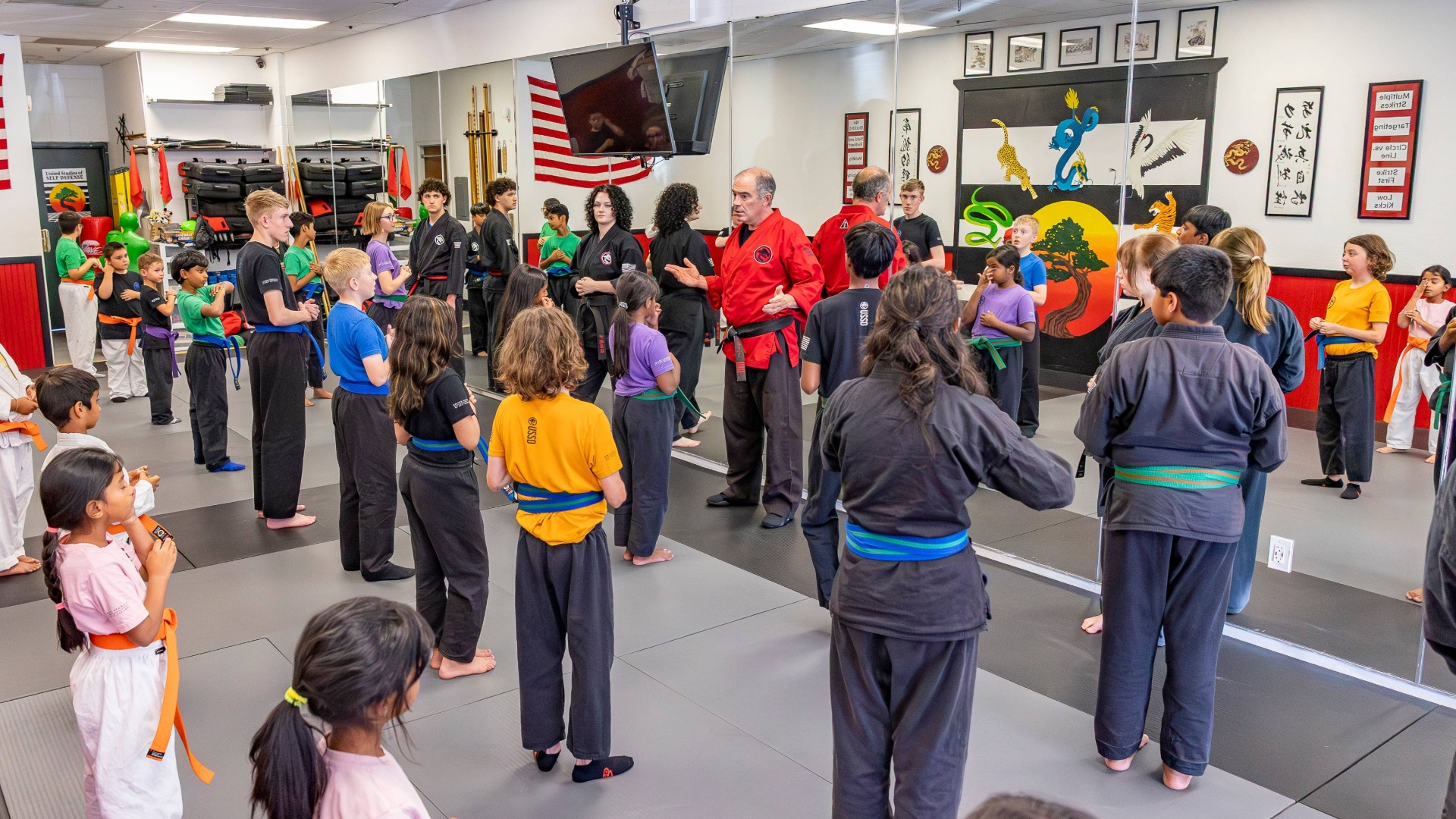 A USSD LIvermore Kids Karate Group Class in session.
