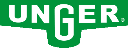 Unger brand logo with white letters on a green background.