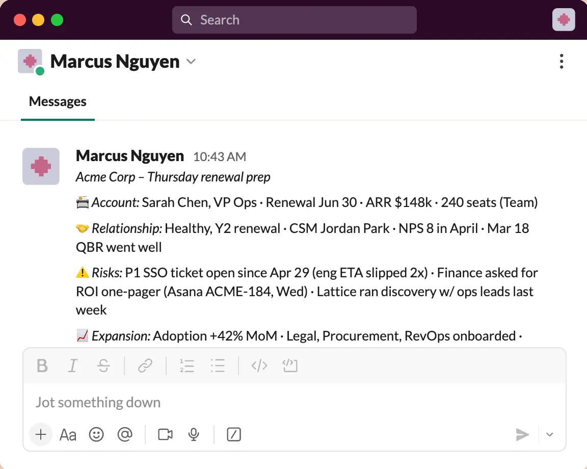 slack message