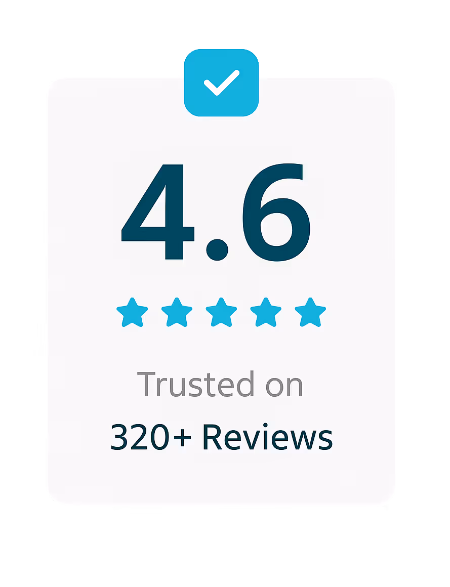 Customer rating graphic showing 4.6 stars out of 5, trusted on over 320 reviews.