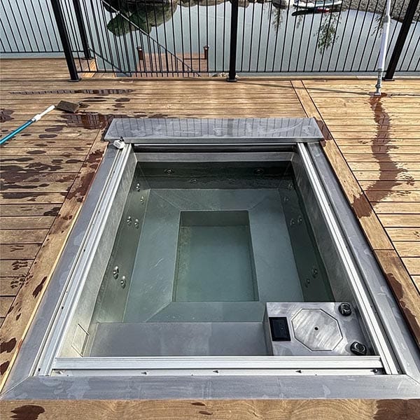 image of custom stainless spa in deck