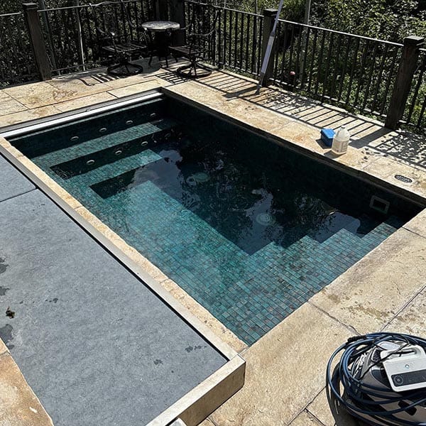 image of custom tile spa in deck