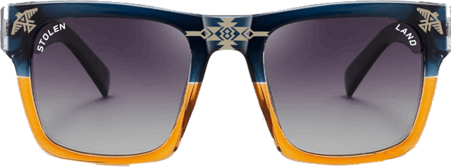 Oakanda Eyewear Square Blue Orange Stolen Land
