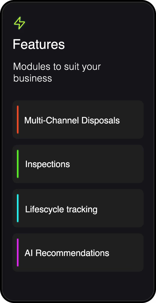 A list of sales channels, batch tender, tender, digital auction, simulcast auction, buy it now. All offered in a single fluidauto platform.