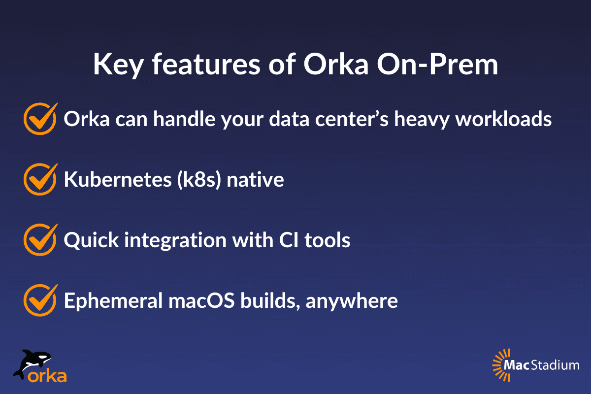 Orka Cluster On-Prem key features