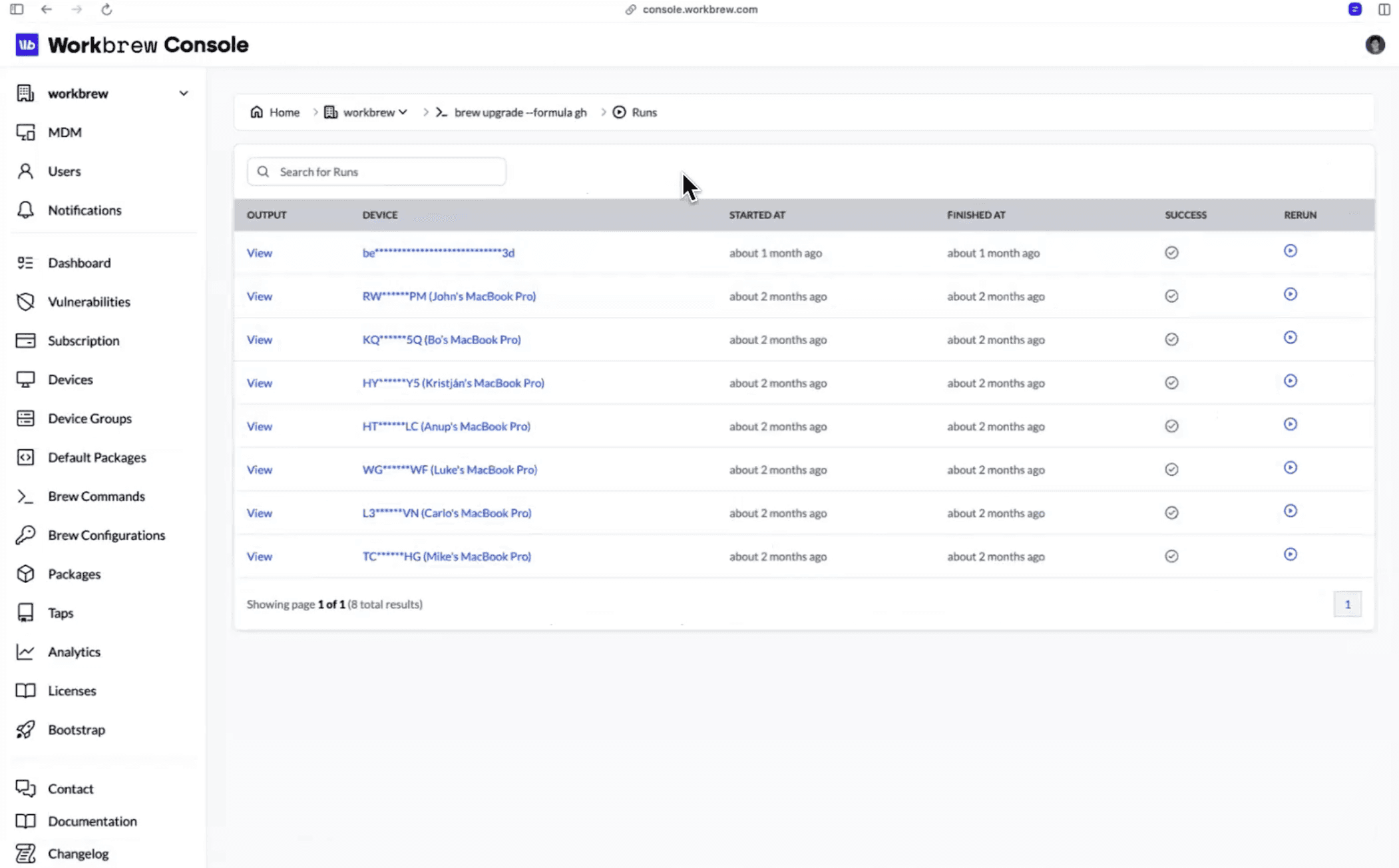 Workbrew console brew command interface