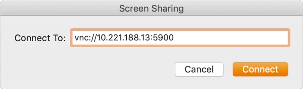 Screensharing connection dialog