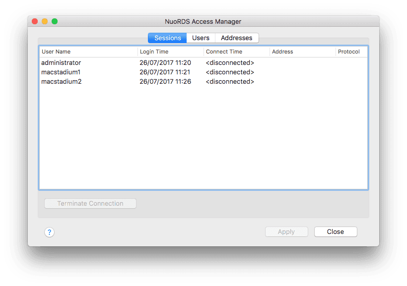 NuoRDS access manager