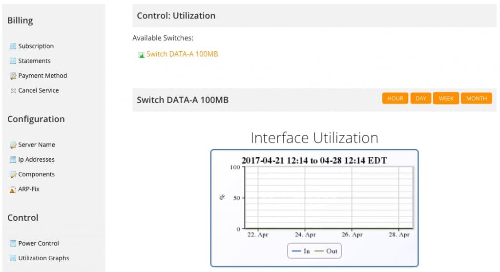 Screenshot of MacStadium networking screen