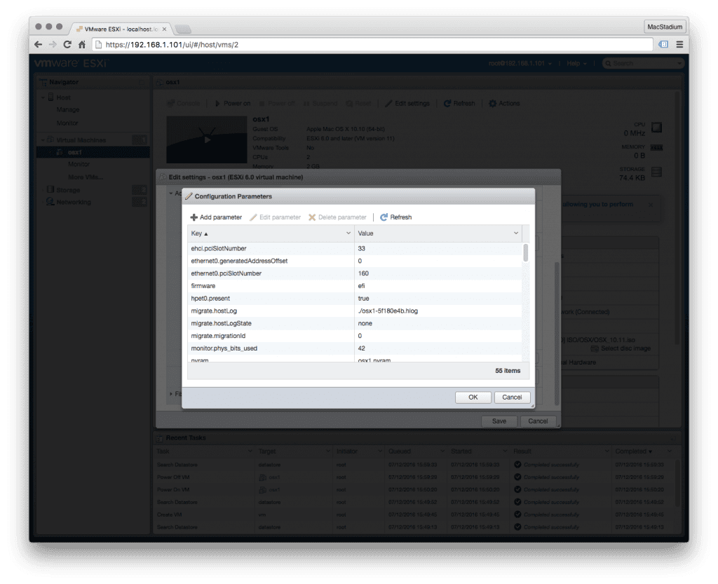 new window will appear with a list of pre-existing parameters