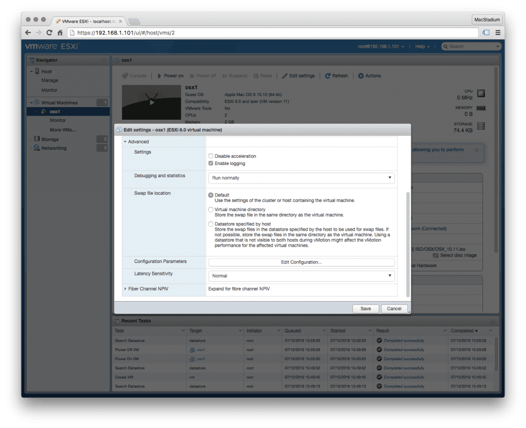 edit configuration at the configuration parameters heading