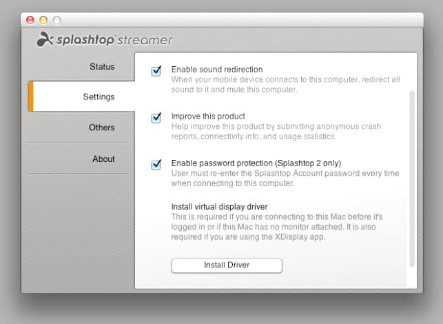 install the Splashtop virtual video driver