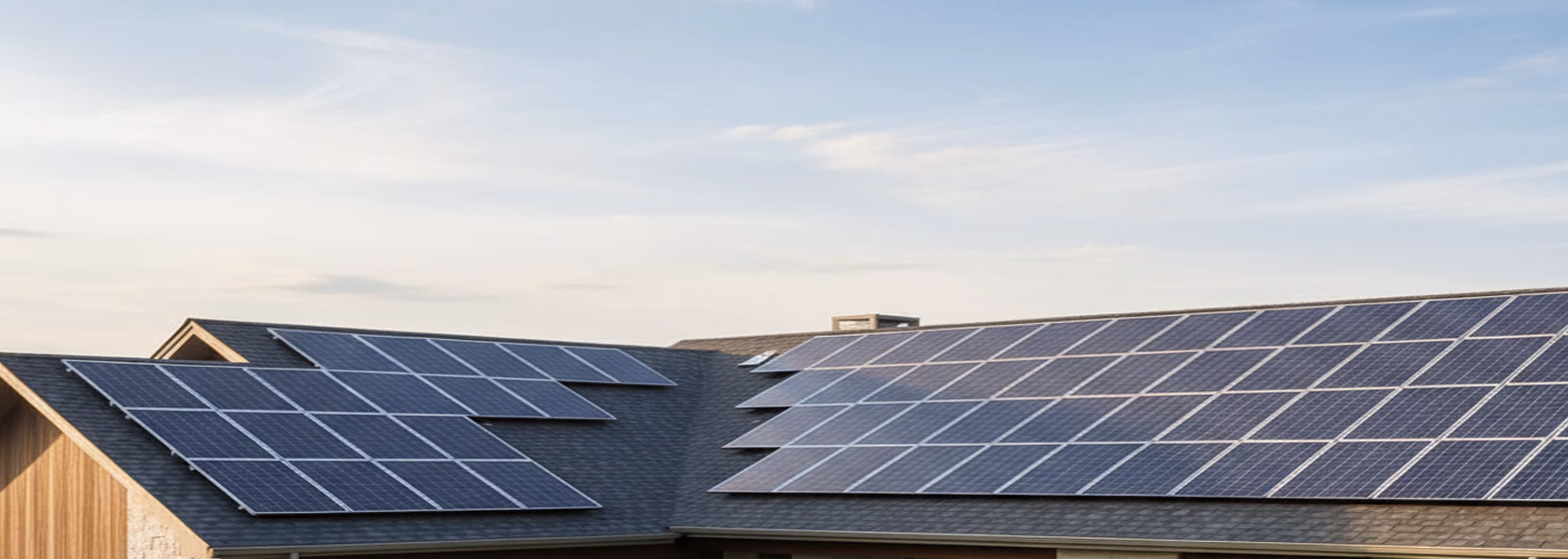 A house roof with solar panels