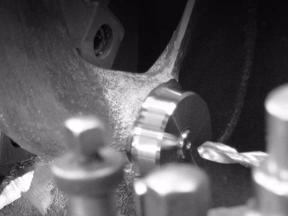 Close-up of marine propeller being precision-machined on a lathe