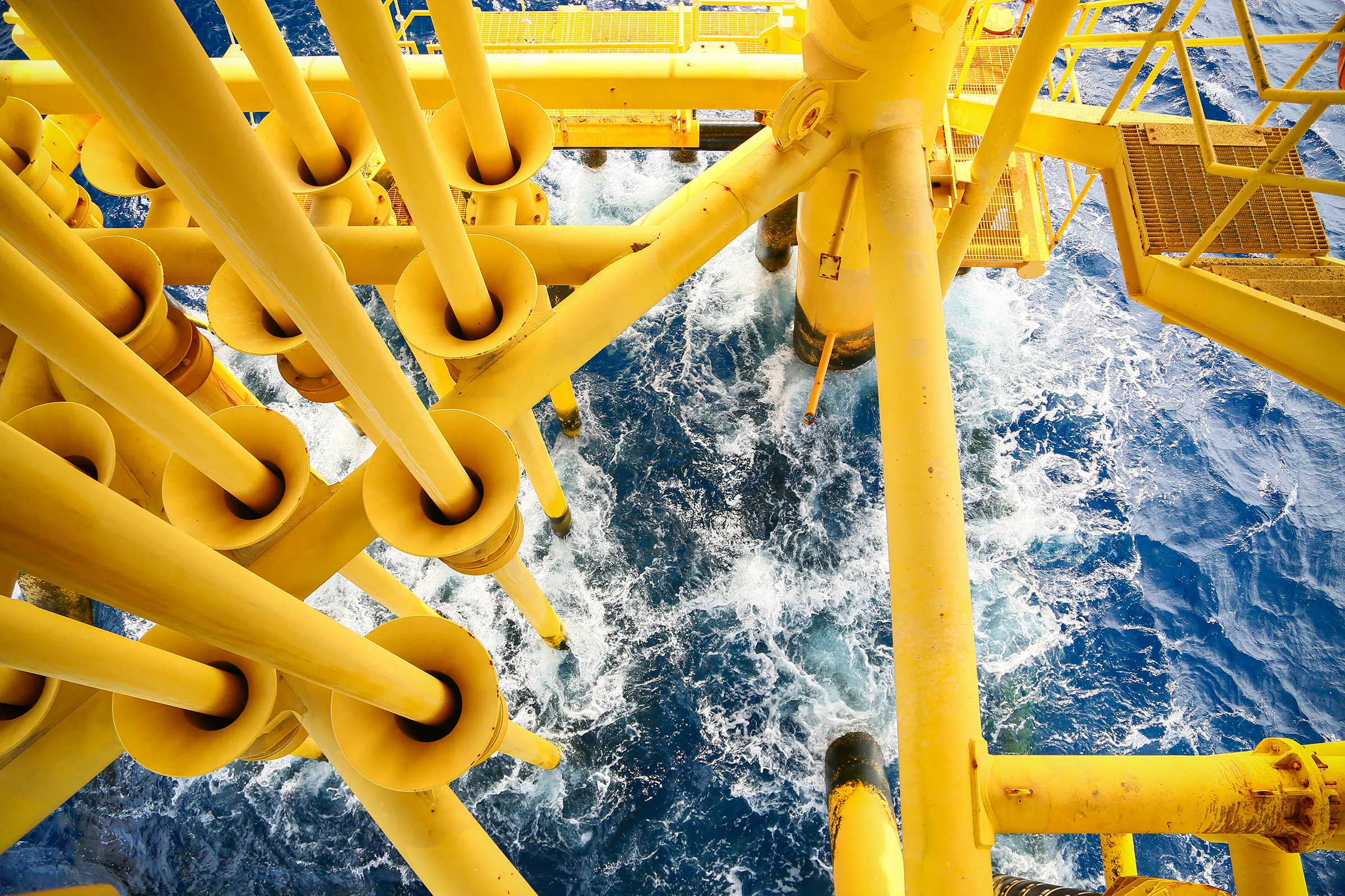 the sea from an oil rig