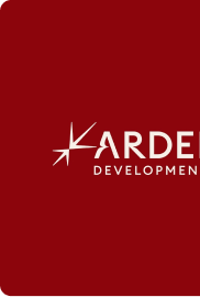 Partial logo of Arden Development with stylized star icon on a dark red background.