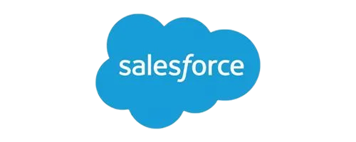 Salesforce logo in white text inside a blue cloud shape.