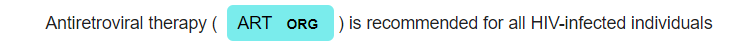 output of spacy's default NER on medical journal text