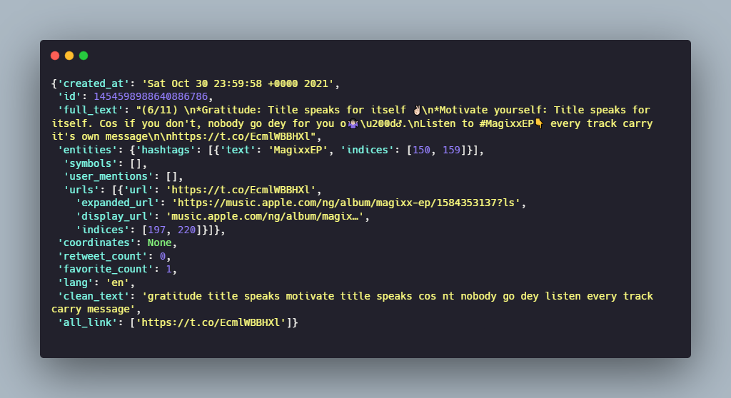 cleaned tweet example