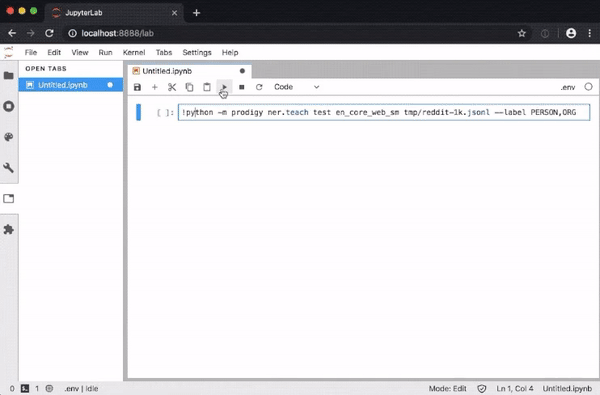 prodigy jupyterlab extension in action